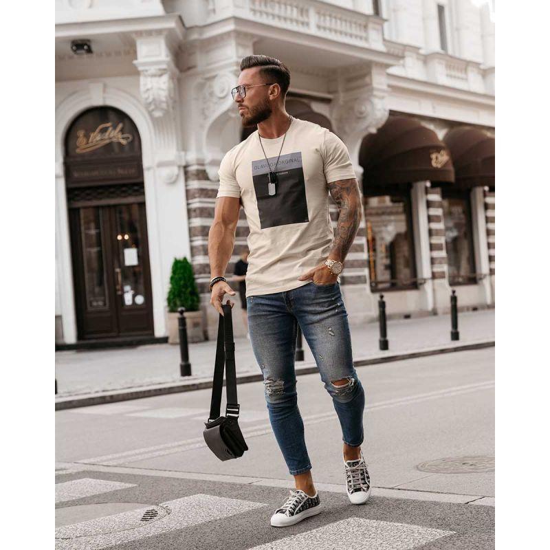 Olavoga tričko pánske beige