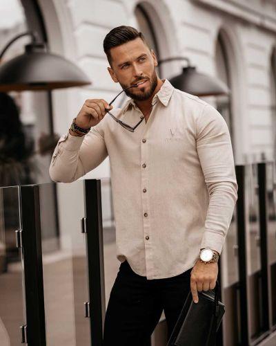 Olavoga košeľa pánska beige