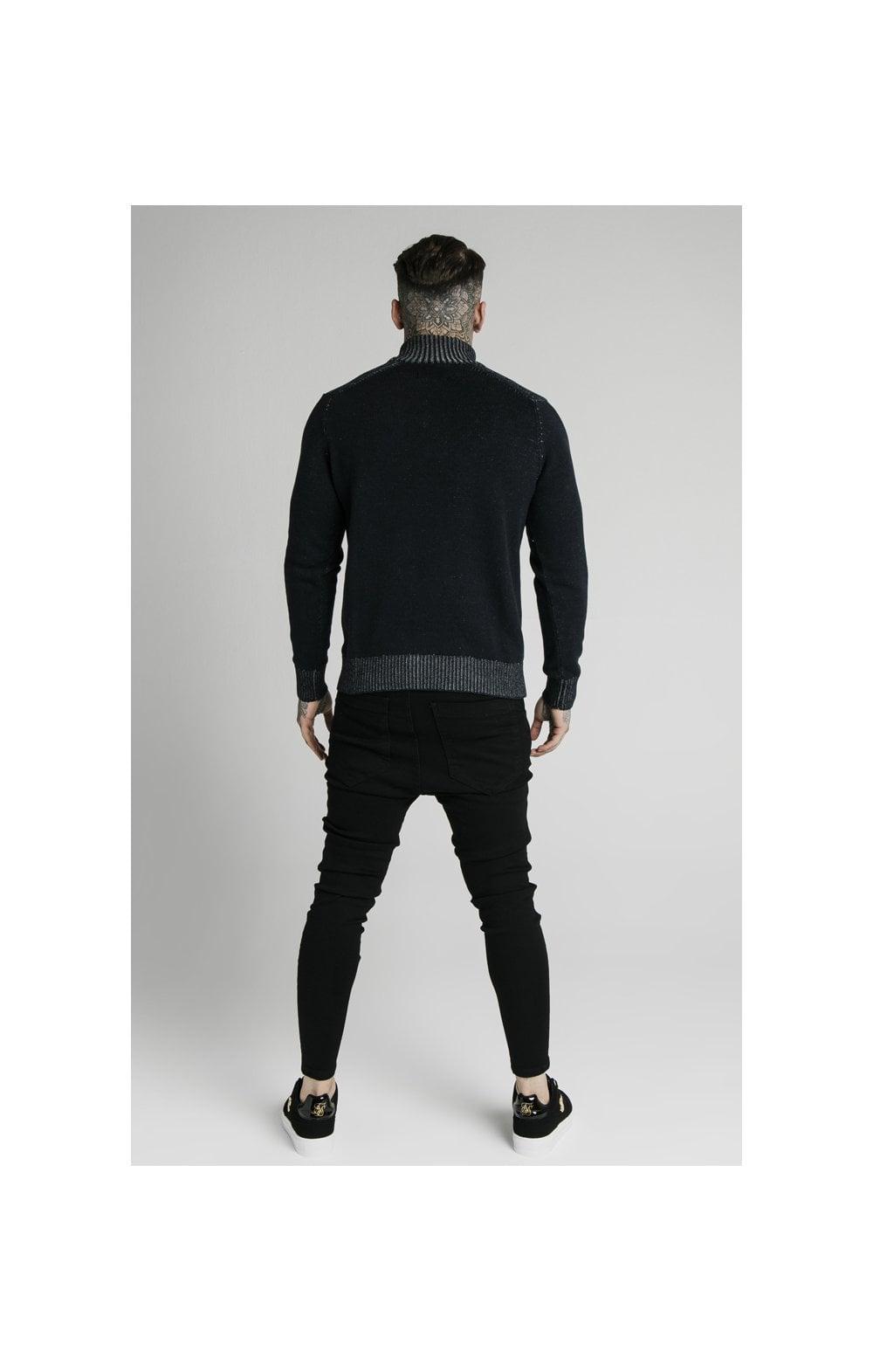 Siksilk sveter RIB TURTLE NECK navy