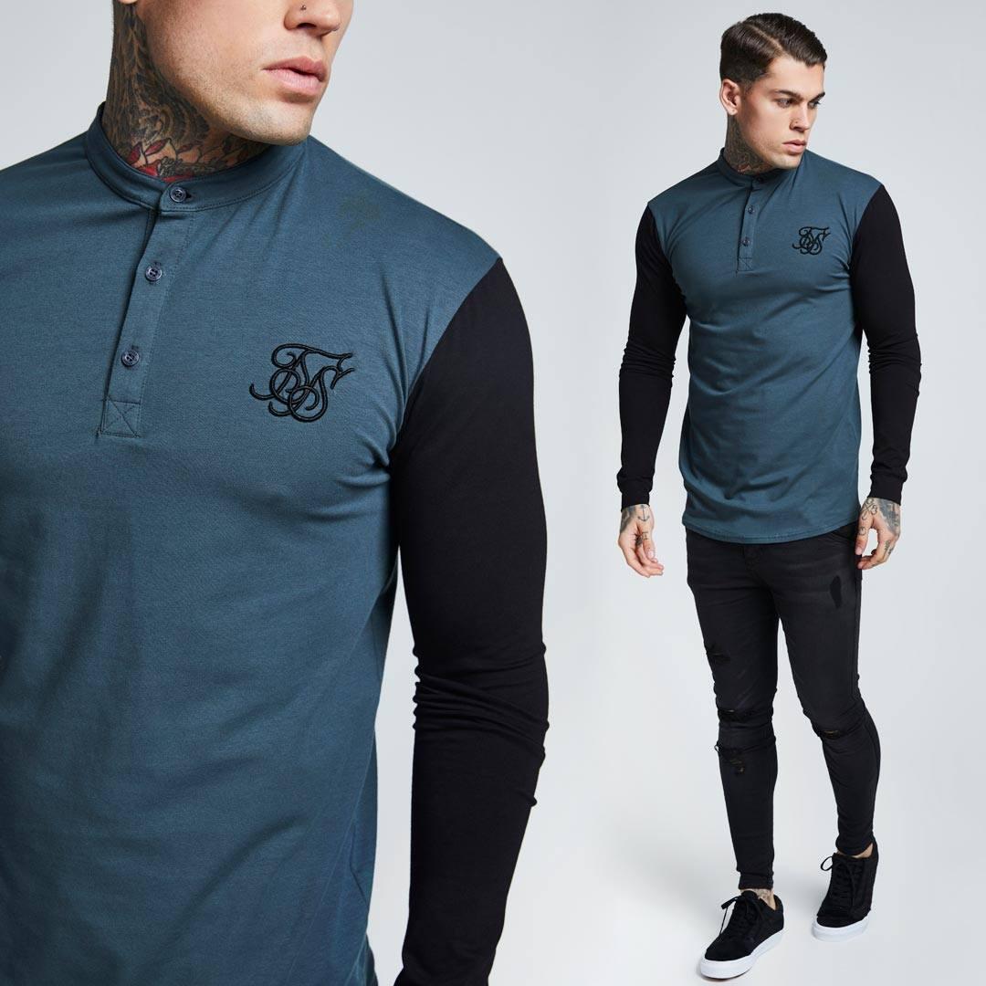 Siksilk tričko dlr. CONTRAST SLEEVE khak