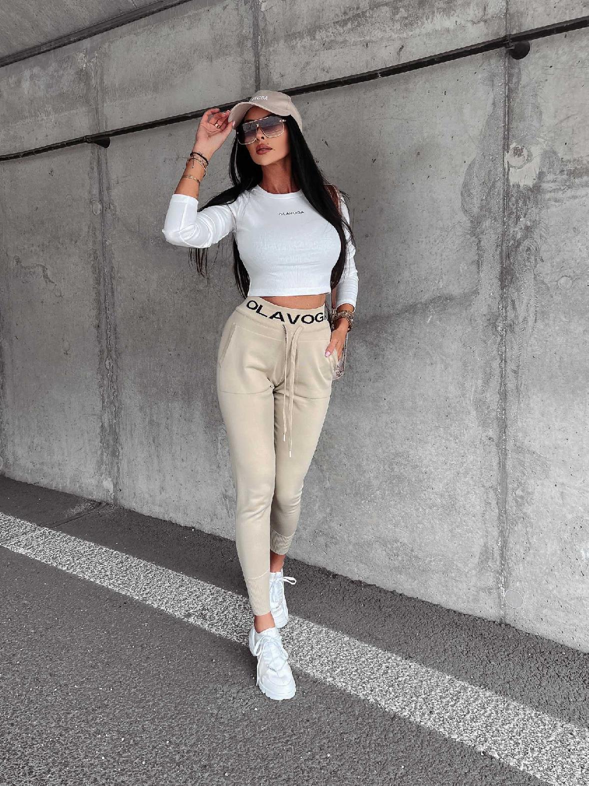Olavoga nohavice dámske beige