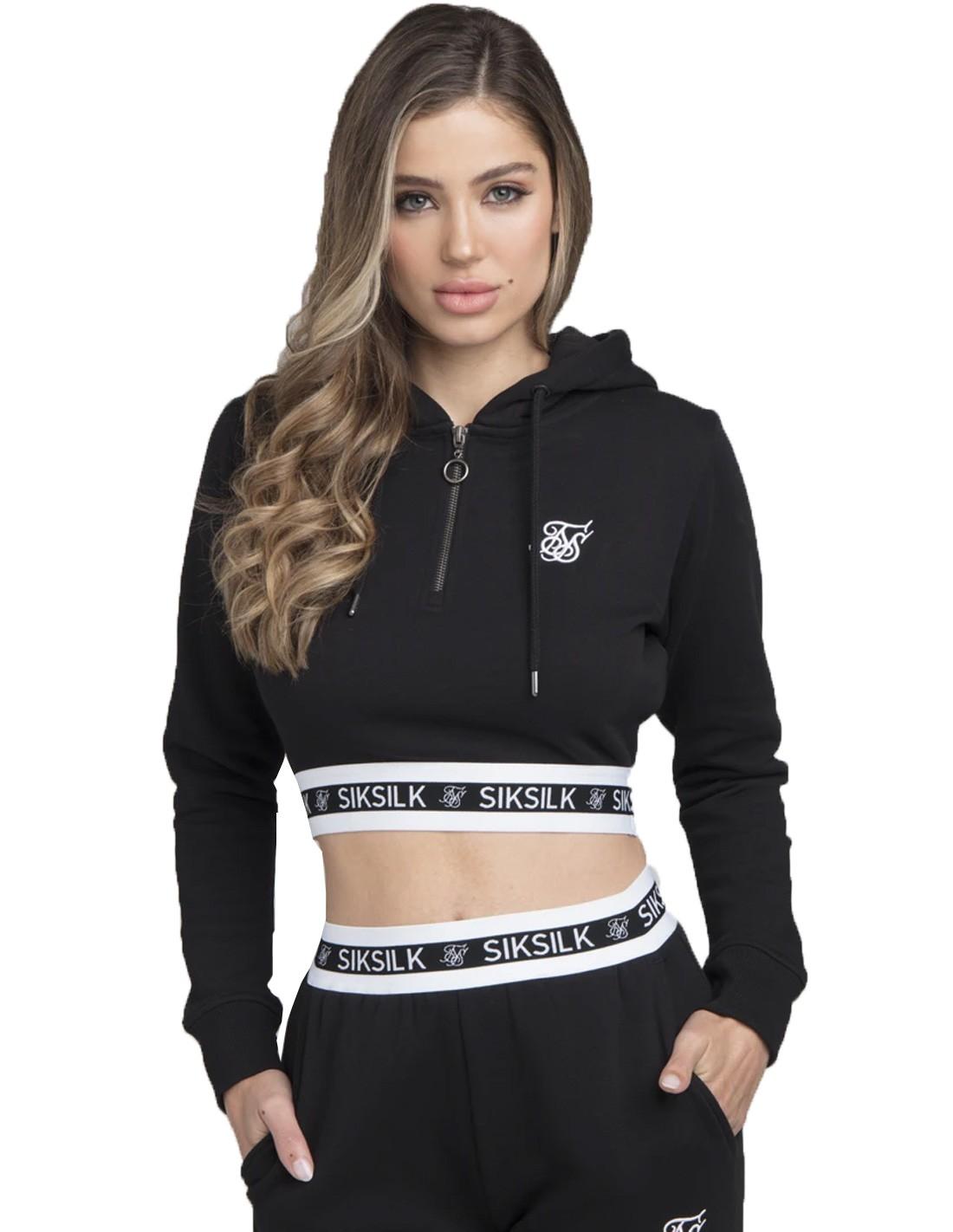 Siksilk mikina crop 1/2ZIP TRACK TOP blk