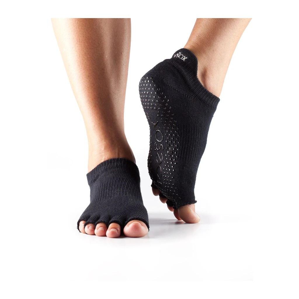 Toesox protišmykové ponožky na jogu low rise / half toe / grip black